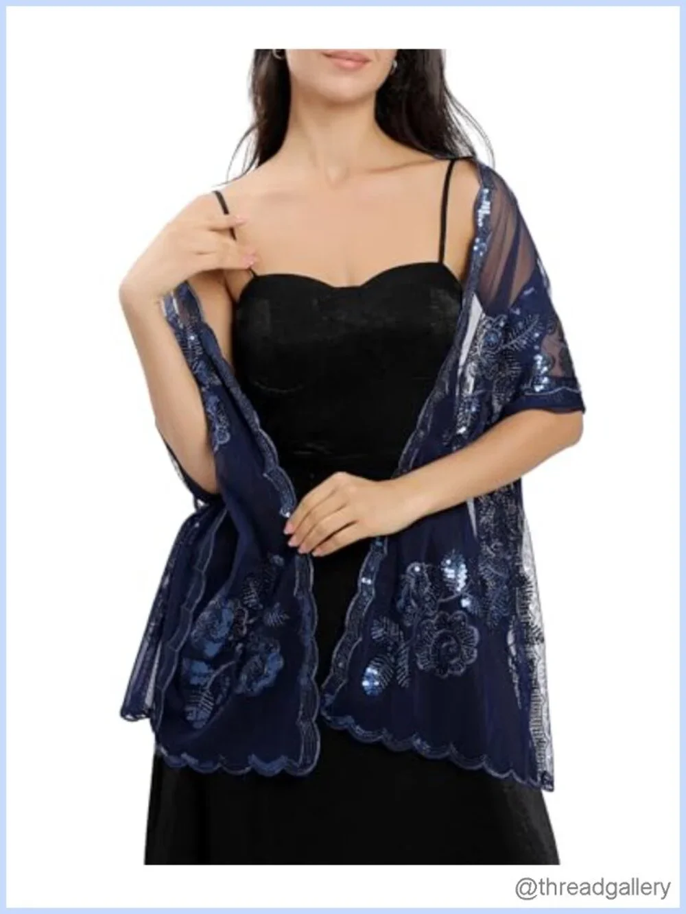 Embroidered Lace Chiffon Shawl Wrap for Evening Dresses, Bridal